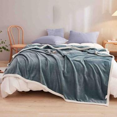 Imagem de Cobertor de lã com ponderação, cobertores e mantas femininas masculinas para cama cachecol adulto longo duplo solteiro para sofá macio e confortável para primavera outono lavável na máquina (verde
