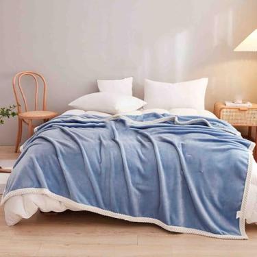 Imagem de Cobertor de lã com ponderação, cobertores e mantas femininas masculinas para cama, cachecol adulto, longo, duplo, solteiro para sofá, macio e confortável para primavera, outono, lavável na máquina