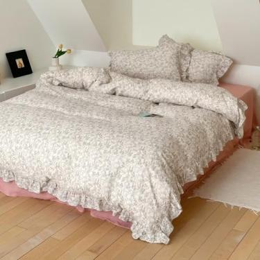 Imagem de BuLuTu Capa de edredom de musselina floral de coelho, capa de edredom de algodão leve e macia para todas as estações - capa de edredom completa com 2 fronhas, lavagem à máquina, estampa de floresta e