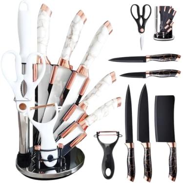 Imagem de Conjunto de Facas Profissionais, 9 Peças, Aço Inoxidável, Ideal para Churrasco e Cozinha (Branco)