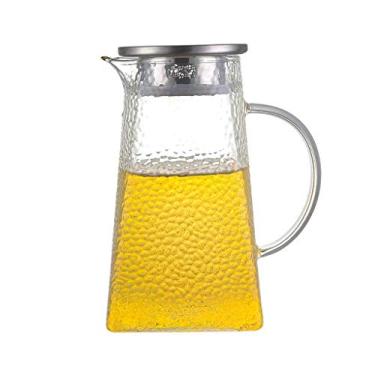 Imagem de YWangQiang Jarros de filtro, conjunto de jarros de água fria, jarro de grande capacidade, jarro de vidro resistente ao calor, jarro de suco doméstico com tampa, jarro espesso, 1200 ml (cor