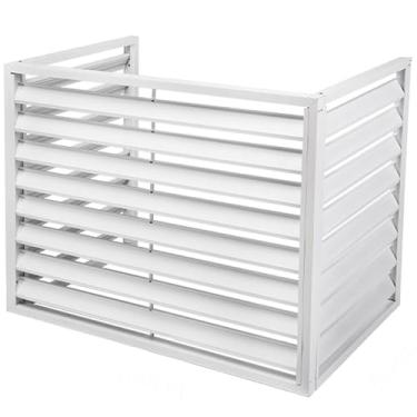 Imagem de Capa de ar condicionado com design com persianas, tela de privacidade externa de alumínio e suporte de flores, 99 x 28 x 20 polegadas (100 x 70 x 50 cm) (madeira 100 x 70 x 50 cm) (madeira 100 x 70 x