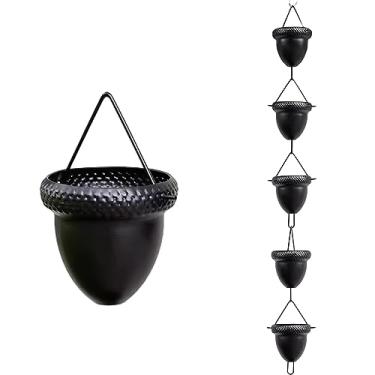 Imagem de WEBSID Calhas de desvio, carrilhão de corrente de coletor de chuva longa, correntes de guia de água de chuva exclusivas para decoração de casa, calhas suspensas de metal, coletor de chuva, fácil de