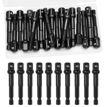 Imagem de Litoexpe 20 peças de adaptador de impacto de 0,95 cm soquete quadrado, adaptador de soquete de broca preto para brocas de extensão brocas hexagonais de impacto