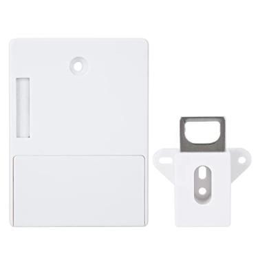 Imagem de Fechadura de armário sem chave, fechadura eletrônica oculta para guarda-roupa e sauna, segurança eletrônica inteligente de gaveta (preto) (branca)