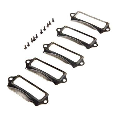 Imagem de nihngvjm 5 peças 69 x 30 mm latão antigo vintage metal etiqueta puxador alça arquivo nome cartão titular para móveis armário gaveta caixa alças (cor: Cor a)