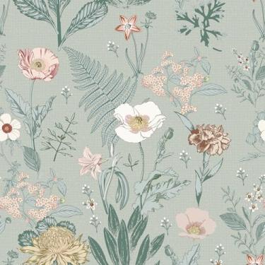 Imagem de Kitico Descole e cole papel de parede floral vintage boho, papel de parede autoadesivo removível para quarto, banheiro, cozinha e móveis – papel de parede amigável para locatários 43 cm x 199 cm (5 m