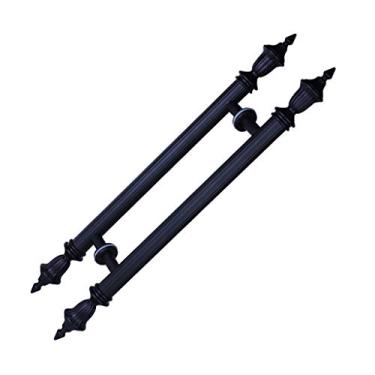 Imagem de Maçaneta de porta de vidro estilo europeu retrô acabamento preto fosco maçaneta de porta de madeira KTV Push-Pull 4 comprimentos (80 × 40 cm)