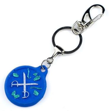 Imagem de Chaveiro de Orixá Ogum Azul 13 cm em Resina - Lua Mística - 100% Origi