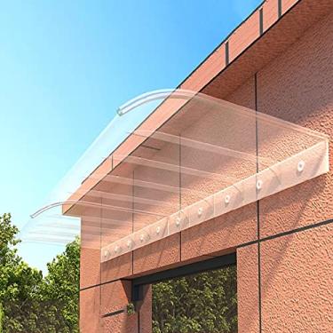 Imagem de Toldo impermeável ao ar livre, dossel da porta da frente toldo de jardim toldo de chuva, proteção UV, capa de proteção contra chuva, capa de policarbonato transparente, para terraço, varanda, pátio