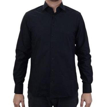 Imagem de Camisa Masculina Dudalina ML Slim Tricoline Preta - 530103-Masculino