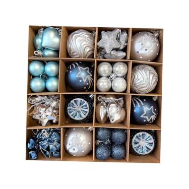 Imagem de Fancyes Conjunto de 64 bolas de Natal para decoração, enfeites, lembrancinhas, artesanato, centros de mesa DIY, decoração natalina brilhante para pendurar em, Style D