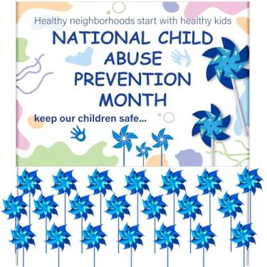 Imagem de VioraWhite Placa De Jardim Com 123 Peças, Cata-Ventos Azuis, Para O Mês Conscientização Sobre A Prevenção Do Abuso Infantil, Granel, Plantio Em Jardim, Arrecadação Fundos, Eventos Apoio, Presentes C