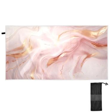 Imagem de Blueangle Toalha de praia de mármore dourado - Toalhas de viagem compactas e leves - Toalha de secagem rápida super absorvente para natação, acampamento e férias (360)