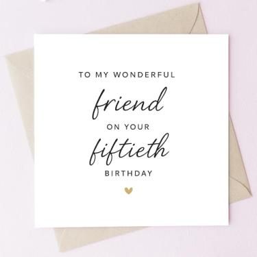 Imagem de TEEMI Cartão de aniversário de 40º 50º 60º aniversário - To My Wonderful Friend Cartão de felicitações com envelope, cartolina premium de 300 g/m², em branco dentro para mensagem pessoal, design