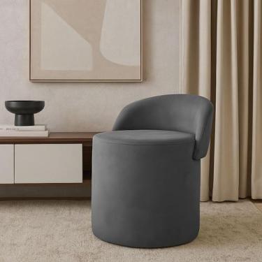 Imagem de Puff Banco Orgânico Encosto Redondo Sala Estar Quarto Suede Cor:Preto 