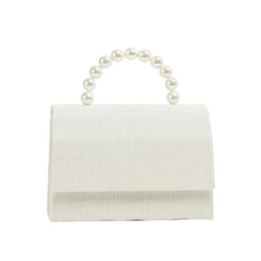 Imagem de Bolsa Infantil Elegante com Alça de Pérolas, Luxo e Brilho para Princesas, Acessório Fashion (Branco)