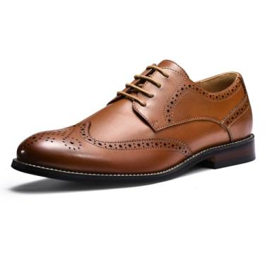 Imagem de CGRRBW Sapato social masculino, casual, Oxford, tênis social com ponta de asa, estilo brogue, escritório, Marrom, 39