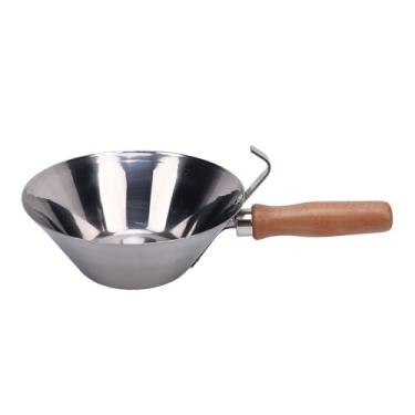 Imagem de AUNMAS Bandeja de Mistura de Gesso de Aço Inoxidável, Panela de Lama Durável Com Alça de Madeira para Pedreiros e Estucadores, Ideal para Transferência de Argamassa e Gesso