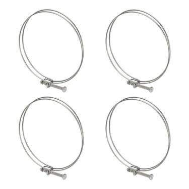 Imagem de HARFINGTON 4 peças de clipes de mangueira de fio duplo 175-185 mm 304 grampos de tubo de fio ajustável de aço inoxidável 304 com parafuso M8 prendedor de junta de encanamento para coleta de poeira