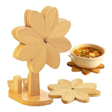 Imagem de Conjunto De Suportes Para Panelas | Com Suporte Telemóvel E Descansos Resistentes Ao Calor - Suportes De Para Pratos Quentes - Para Cozinha Sala De Estar Mesa De Jantar Decoração Estilo Rural Natal