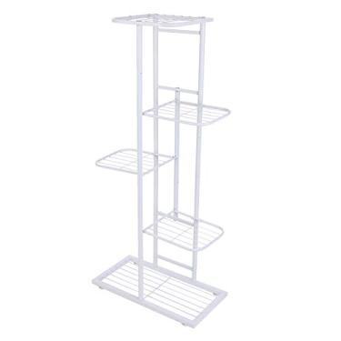 Imagem de Prateleira de Metal para Plantas 5 Andares Alta Resistência Rack Exibição Vasos Flores Jardineira em Escada Estante Armazenamento Design Minimalista Ambiente Interior Pé Ajustável Estável Fácil Montag