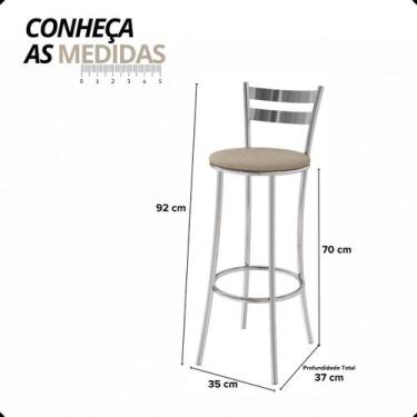 Imagem de Banqueta Alta Cromada para Bistrô Jade Linho Fendi - Kappesberg, Linho
