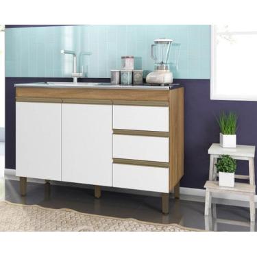 Imagem de Balcão Gabinete de Pia 120mt Karen Sem Tampo Nature Off White - Petern