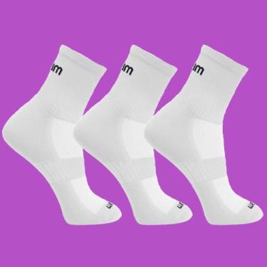 Imagem de Kit 3 meias poliamida cano curto esportiva corrida academia exercício 