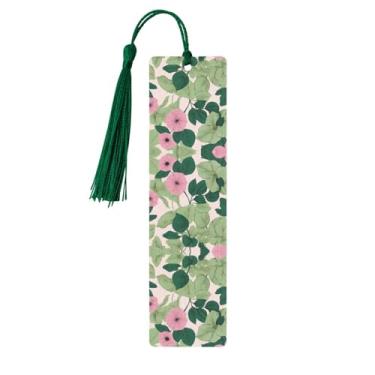 Imagem de Blocos de lírio preto - Conjunto de 5 peças de marcadores de livro de madeira com borlas, madeira natural para livros e diários, presente para amantes de livros.