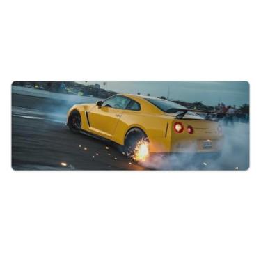 Imagem de HouLaiZhe Yellow Drift R35 Sports Car JDM Gaming Mouse Pads JDM Car Desk Pads Grandes Mousepads para teclado de mesa, computador Mat30 x 80 cm