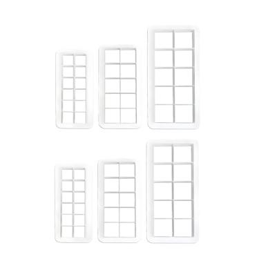 Imagem de Conjunto de 6 peças de cortadores de biscoito quadrado branco, cortador geométrico multicutor de bolo, cortadores de biscoito quadrados, 3 tamanhos, decoração de bolo, segurança, fácil de armazenar