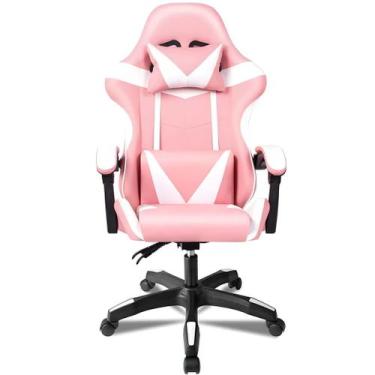 Imagem de Cadeira Gamer Rosa Acolchoada Ergonômica Modelo LS 029 - Master