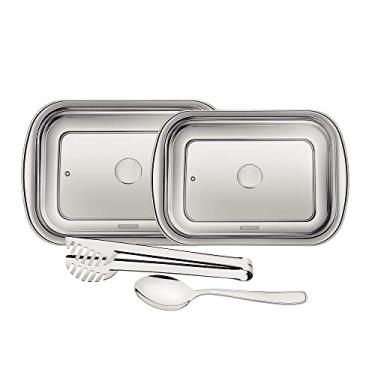 Imagem de Kit para Assar e Servir Aço Inox com Tampa de Vidro com 4 Peças Tramontina Cosmos Prata
