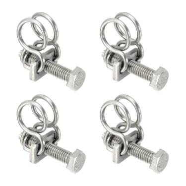 Imagem de HARFINGTON 4 peças de clipes de mangueira de fio duplo 9-12 mm 304 braçadeiras de tubo de fio ajustáveis de aço inoxidável 304 com parafuso M5 prendedor de junta de encanamento para coleta de poeira