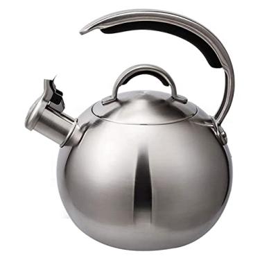 Imagem de YYBOES Chaleira de assobio, fogão, fogão, aço inoxidável, apito, chaleira de acampamento para água fervente, chaleira de chá para café ou leite, chaleira de acampamento