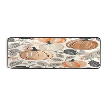 Imagem de Qilmy Tapete de corrida de abóbora colorido de Ação de Graças, 183 x 61 cm, antiderrapante, antifadiga, confortável, tapetes longos, para quarto, sala de estar, banheiro, corredores, entrywa492