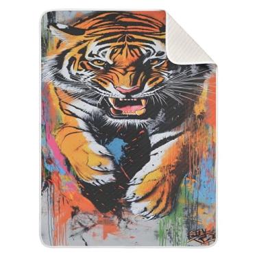 Imagem de xigua Cobertor de bebê tigre de algodão para bebês, cobertor leve e macio para recepção e cobertor para berço, carrinho de bebê, cobertores de berçário, 76 x 101 cm