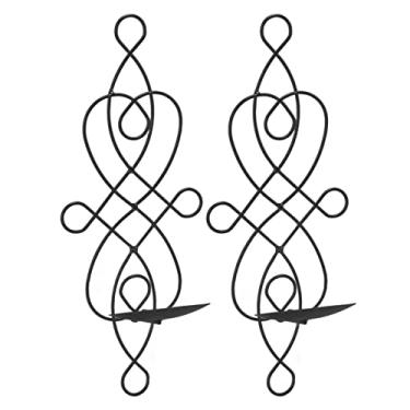 Imagem de ZAWELIYO Suporte de Arandela de Vela de Parede de Ferro Elegante Castiçais Suspensos de Ferro Dobrável Resistência à Deformação para Casamento Sala de Estar Decoração de Quarto Preto 2 Conjuntos