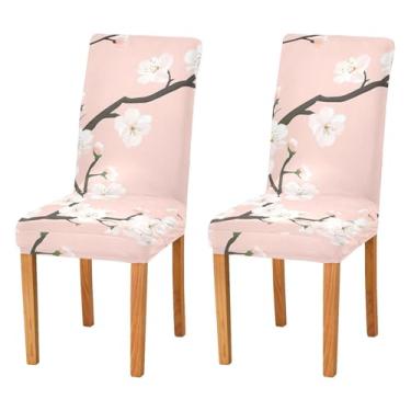 Imagem de STAYTOP Lindas capas de cadeira de cerejeira, 4 peças, capas elásticas laváveis para cadeira de cozinha, protetor de assento removível para festas de fim de ano, cozinha, hotel, sala de jantar