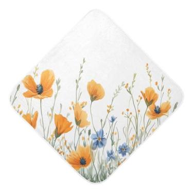 Imagem de STAYTOP Toalhas de bebê com capuz de musselina de flores silvestres aquarela, toalha de banho super macia, toalhas de banho absorventes para banho recém-nascido unissex 89 x 89 cm