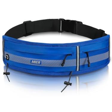 Imagem de MIER Cinto de corrida para homens e mulheres, pochete fina para celular, bolsa de corrida com clipe de maratona para caminhada, ciclismo, chaves, cartões e itens essenciais (azul marinho)