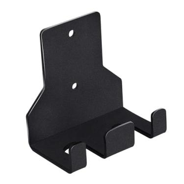 Imagem de Fenteer Suporte de parede para barra de musculação em metal, à ferrugem, robusto e minimalista, na cor preta. Organizador vertical para barras de, Barra Dupla