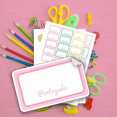 Imagem de Kit de Etiquetas Escolares Materiais 02 sem personalização, etiquetas com nomes de matérias para organizar o material escolar