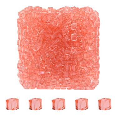 Imagem de Mandala Crafts Contas de cristal de cubo rosa de 4 mm – 500 contas de vidro facetadas para fabricação de joias, suprimentos de contas, artesanato DIY, pulseiras, colares, brincos e contas