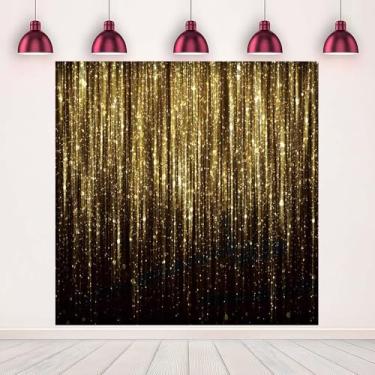 Imagem de 1,8 x 1,5 m preto dourado bokeh glitter, pano de fundo dourado, flash, crianças, aniversário, casamento, aniversário, formatura, festa, banner, decoração, brilhante, fundo fotográfico, poliéster