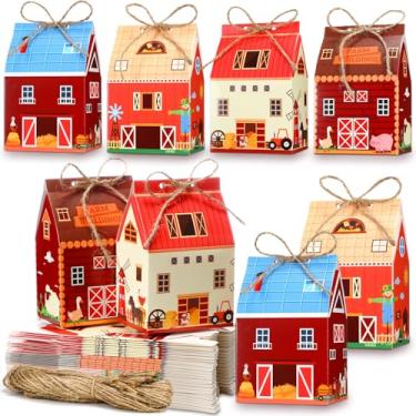 Imagem de Zhanmai 48 caixas de presente para casa de fazenda de verão mini caixa de lembrancinha de casa de vaca caixa de presente de papelão de festa de fazenda de verão para festas de fim de ano, biscoitos