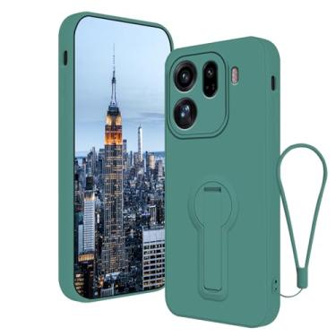 Imagem de Anlalish Capa compatível com Oppo Find X9 Pro com suporte, capa de telefone de silicone para Oppo Find X9 Pro com cordão de pulso (verde escuro)