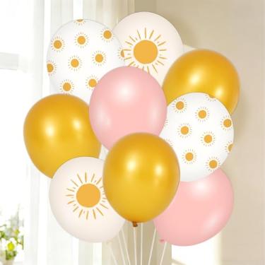 Imagem de FYSUIMU 32 peças de balões de sol boho amarelo balão de látex para primeira viagem ao redor do sol, aniversário, chá de bebê, lembrancinha de festa, 30,5 cm