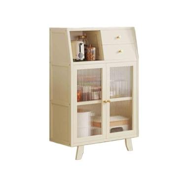 Imagem de hezhuhe2258 Aparador de sala de jantar com porta dupla de vidro para cozinha e sala de estar com gavetas